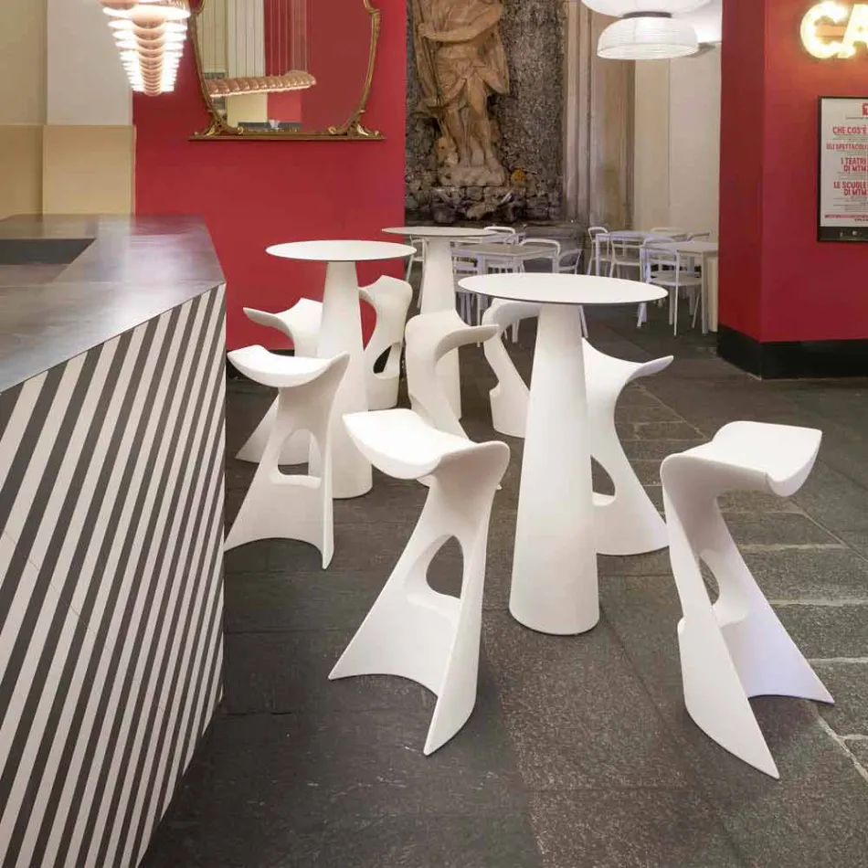 Dessus de table ronde en polyéthylène Slide Hoplà (H110) hpl fabriqué en Italie Viadurini