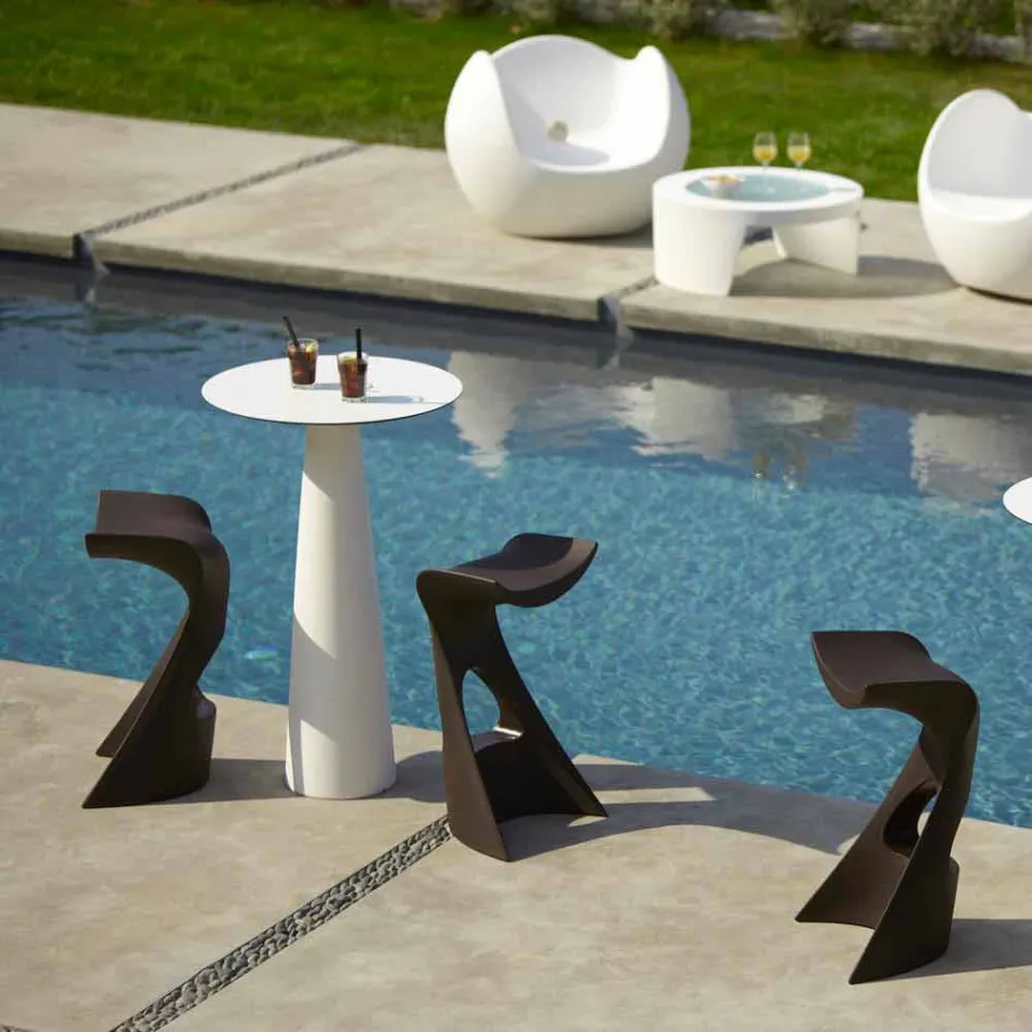 Dessus de table ronde en polyéthylène Slide Hoplà (H110) hpl fabriqué en Italie Viadurini