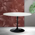 Table ronde Saarinen Tulip H 74 cm en céramique Florim blanc mat - Écarlate Viadurini
