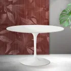 Table ronde Saarinen Tulip H 74 cm en céramique Florim blanc mat - Écarlate Viadurini
