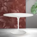 Table ronde Saarinen Tulip H 74 cm en céramique Florim blanc mat - Écarlate