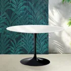 Table ronde Saarinen Tulip H 74 cm en céramique Florim blanc brillant - Écarlate Viadurini