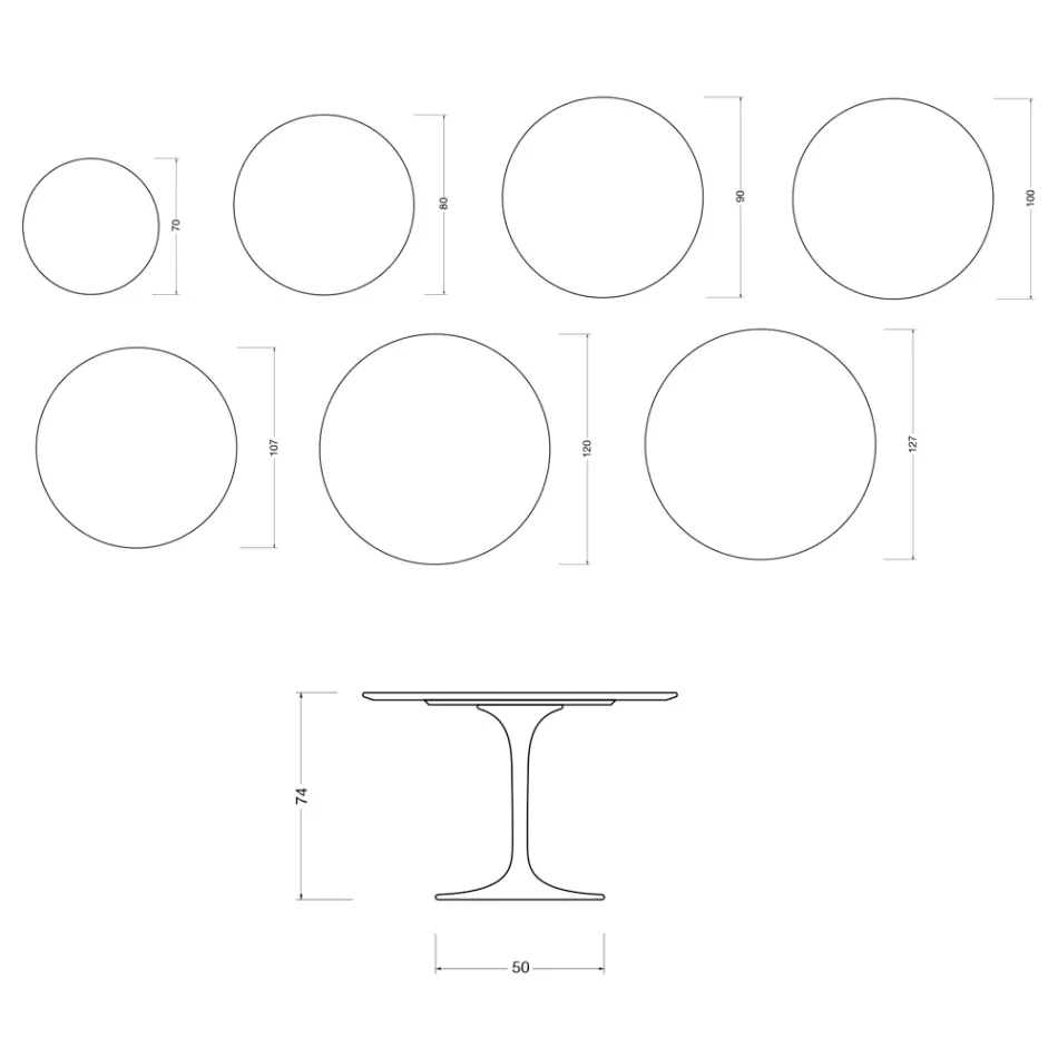 Table ronde Saarinen Tulip H 74 cm en céramique Florim blanc brillant - Écarlate Viadurini