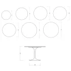 Table ronde Tulip de Saarinen, hauteur 74 cm, en céramique brillante dorée Florim Calacatta - Écarlate Viadurini