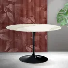 Table ronde Tulip de Saarinen, hauteur 74 cm, en céramique mate Florim Calacatta Gold - Écarlate Viadurini