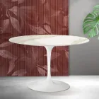 Table ronde Tulip de Saarinen, hauteur 74 cm, en céramique mate Florim Calacatta Gold - Écarlate Viadurini