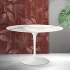 Table ronde Tulip de Saarinen, hauteur 74 cm, finition céramique mate Florim Statuario - Écarlate Viadurini