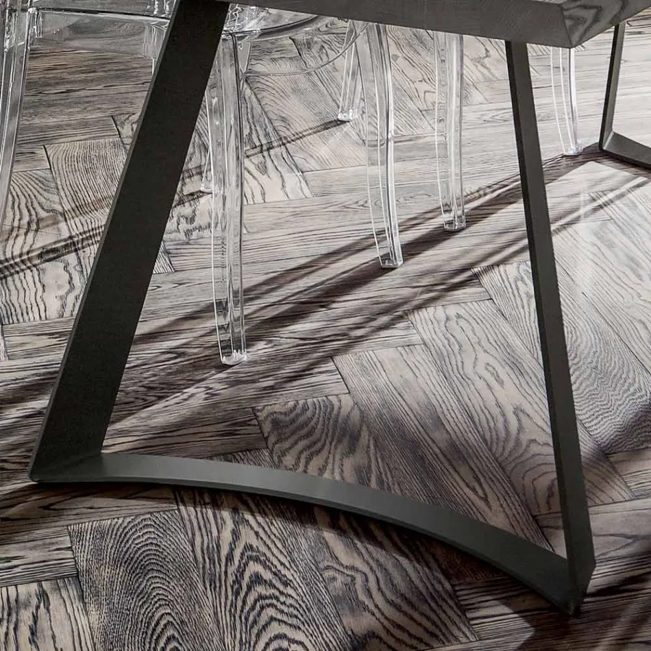 Table de salle à manger avec plateau en chêne écorcé fabriquée en Italie - Pinocchio Viadurini