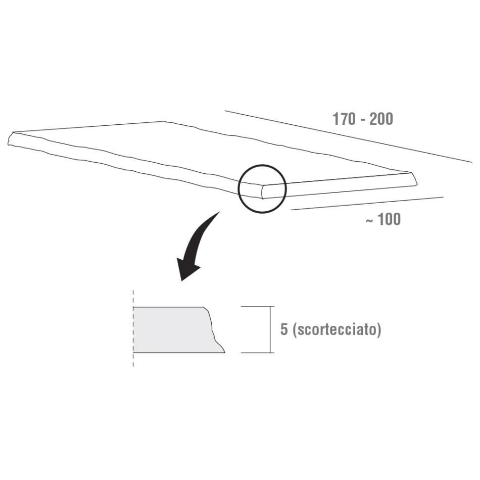Table de salle à manger avec plateau en chêne écorcé fabriquée en Italie - Pinocchio Viadurini