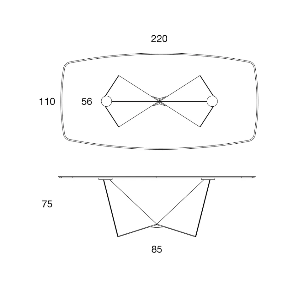 Plateau de table de salle à manger en céramique mate et pieds en métal - Monacco Viadurini