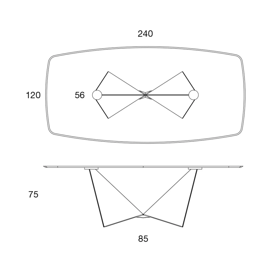 Plateau de table de salle à manger en céramique mate et pieds en métal - Monacco Viadurini