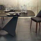 Plateau de table de salle à manger en céramique mate et pieds en métal - Monacco Viadurini