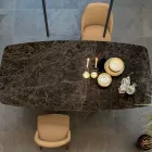 Plateau de table de salle à manger en céramique mate et pieds en métal - Monacco Viadurini