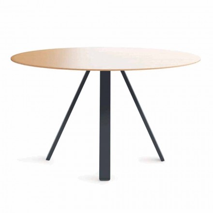 Table à manger ronde en métal et MDF Made in Italy - Cornelius Viadurini