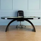 Table de bureau moderne avec plateau en verre fabriqué en Italie, Pontida Viadurini