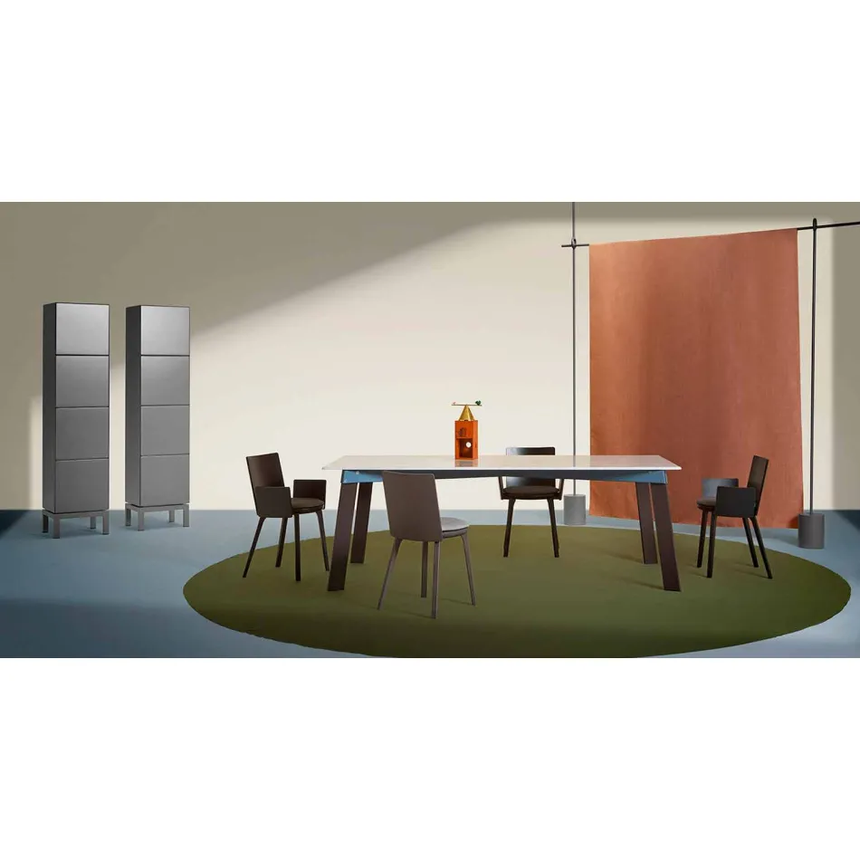 Table de salon moderne en acier avec plateau en marbre design - Aronte Viadurini