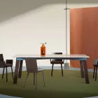 Table de salon moderne en acier avec plateau en marbre design - Aronte Viadurini