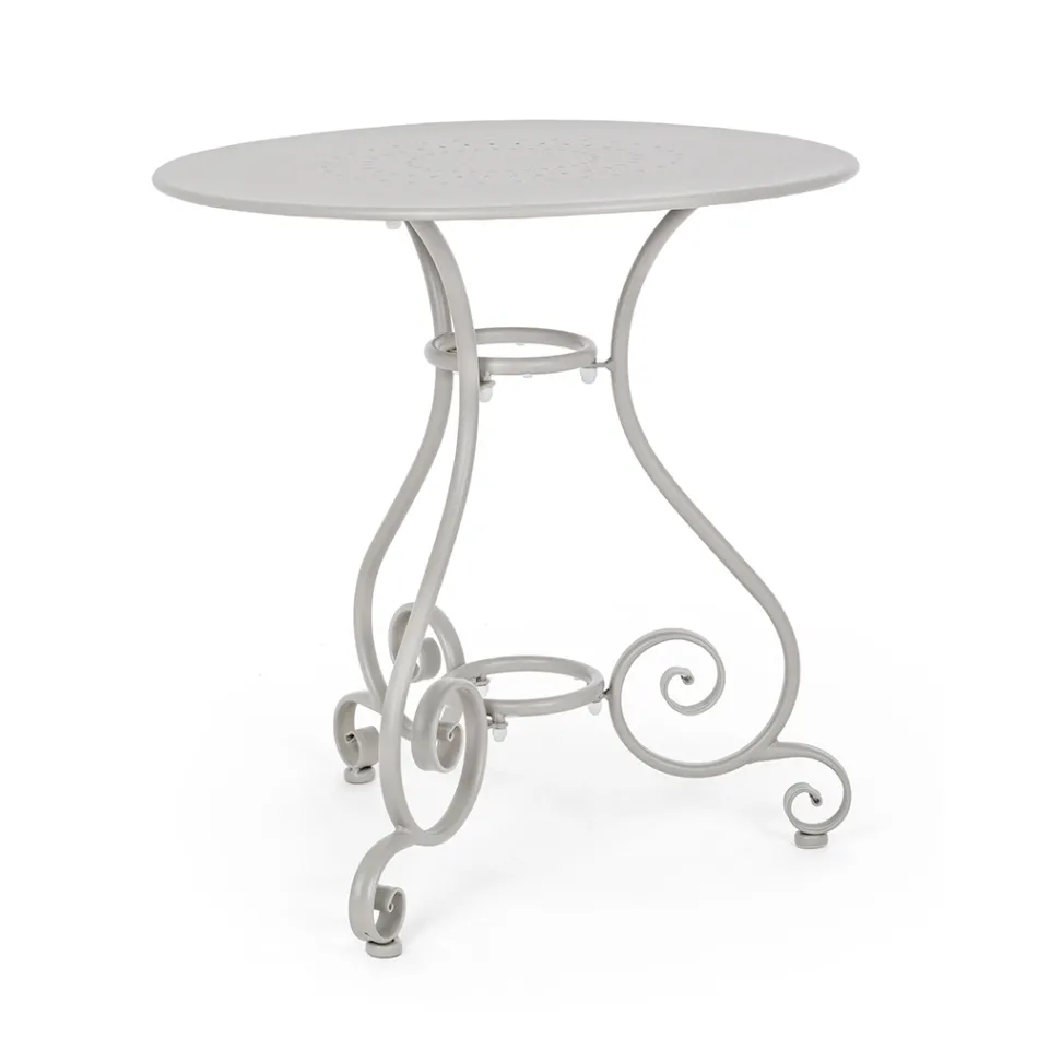 Table de jardin ronde style Shabby Chich en acier peint - Enchantement Viadurini