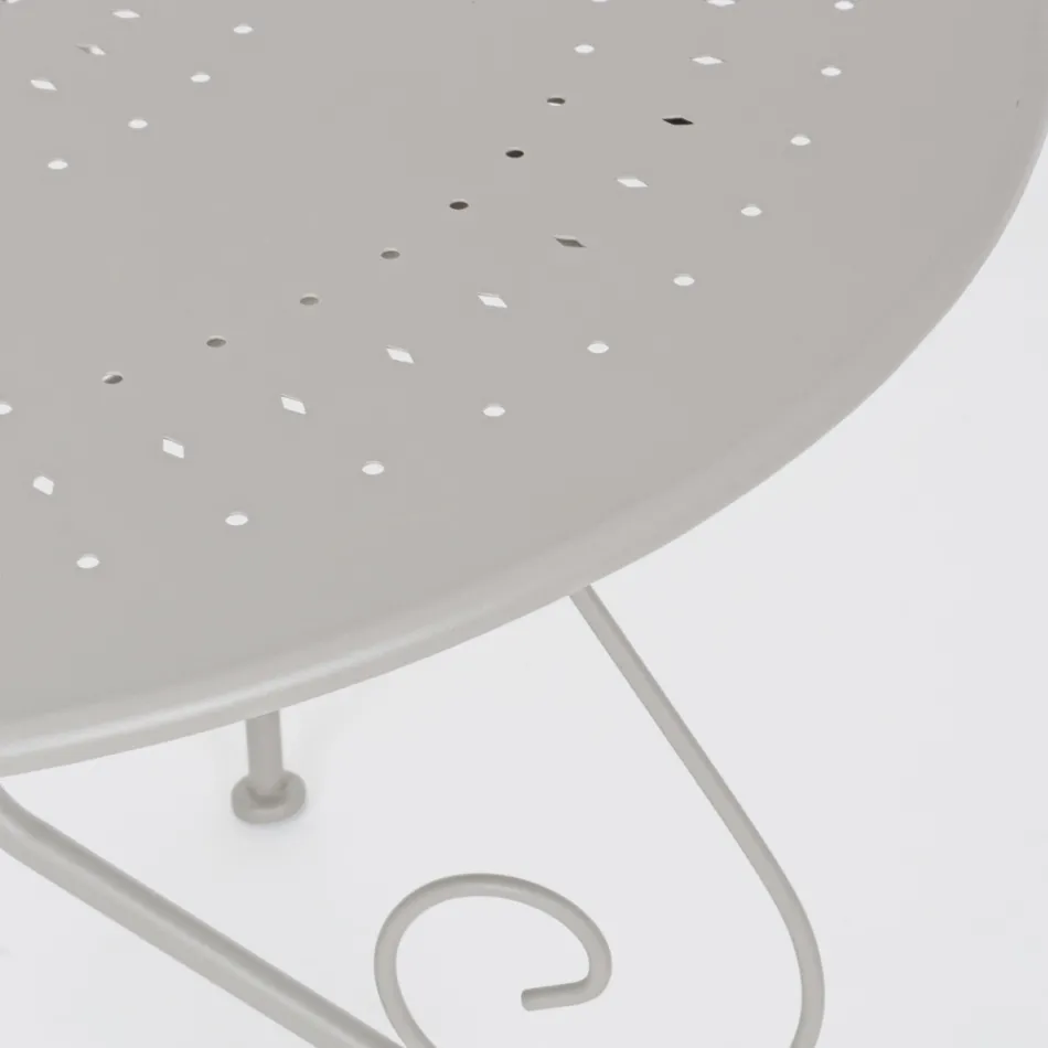 Table de jardin ronde style Shabby Chich en acier peint - Enchantement Viadurini