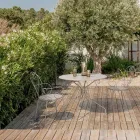 Table de jardin ronde style Shabby Chich en acier peint - Enchantement Viadurini