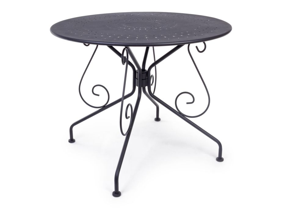 Table de jardin ronde style Shabby Chich en acier peint - Enchantement Viadurini