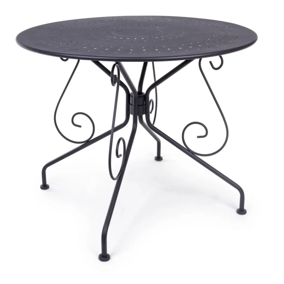 Table de jardin ronde style Shabby Chich en acier peint - Enchantement Viadurini