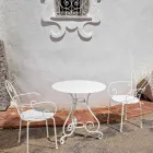 Table de jardin ronde style Shabby Chich en acier peint - Enchantement Viadurini