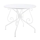 Table de jardin ronde style Shabby Chich en acier peint - Enchantement Viadurini
