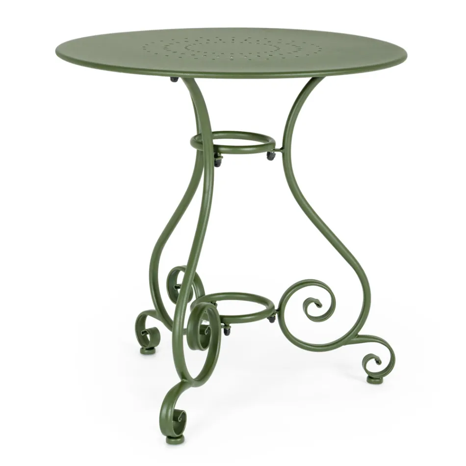 Table de jardin ronde style Shabby Chich en acier peint - Enchantement Viadurini