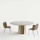 Table de salle à manger ronde avec plateau en céramique, fabriquée en Italie - Caleido Viadurini
