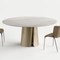 Table de salle à manger ronde avec plateau en céramique, fabriquée en Italie - Caleido