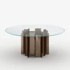 Table de salle à manger ronde en verre extra-clair, fabriquée en Italie - Duna Viadurini