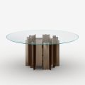 Table de salle à manger ronde en verre extra-clair, fabriquée en Italie - Duna