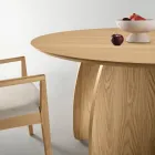 Table ronde six places en MDF, trois coloris, pieds incurvés - Argo Viadurini