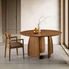 Table ronde six places en MDF, trois coloris, pieds incurvés - Argo Viadurini