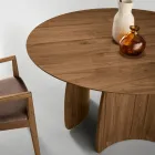 Table ronde six places en MDF, trois coloris, pieds incurvés - Argo Viadurini