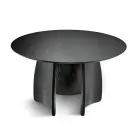 Table ronde six places en MDF, trois coloris, pieds incurvés - Argo Viadurini