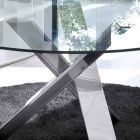 Table design ronde plateau en cristal d.120 fabriqué en Italie Cristal Viadurini