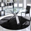 Table ronde design D 120 avec plateau en cristal made in Italy Cristal
