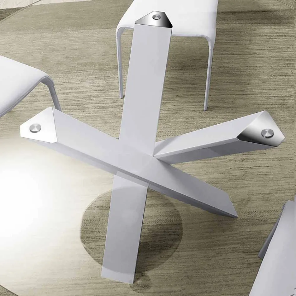 Table design ronde plateau en cristal d.150 fabriqué en Italie Cristal Viadurini