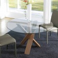 Table ronde design D 150 avec plateau en cristal made in Italy Cristal