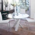 Table ronde design D 160 avec plateau en cristal made in Italy Cristal