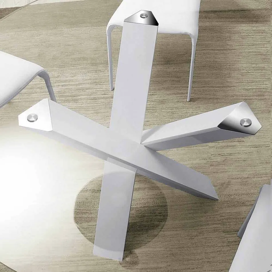 Table design ronde d.160 plateau en cristal fabriqué en Italie Cristal Viadurini