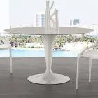 Table ronde diamètre 120 cm avec plateau en marbre de Carrare blanc Rimini Viadurini