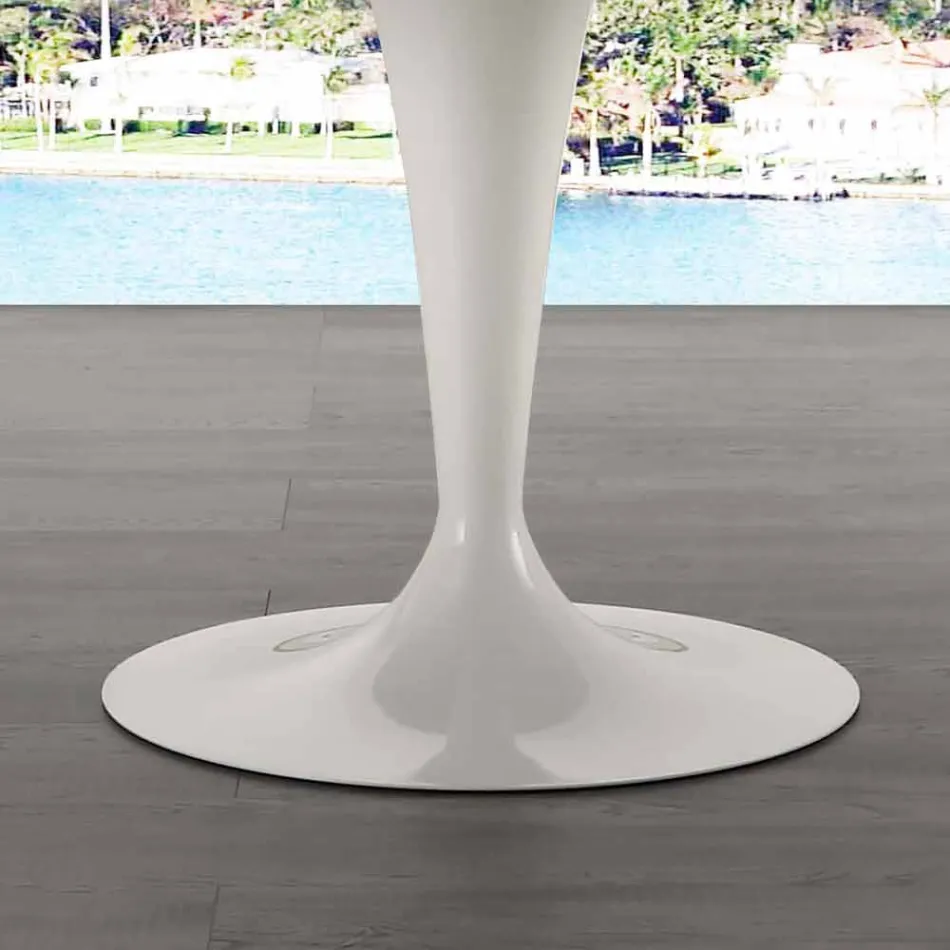 Table ronde diamètre 120 cm avec plateau en marbre de Carrare blanc Rimini Viadurini
