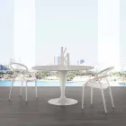Table ronde diamètre 120 cm avec plateau en marbre de Carrare blanc Rimini Viadurini