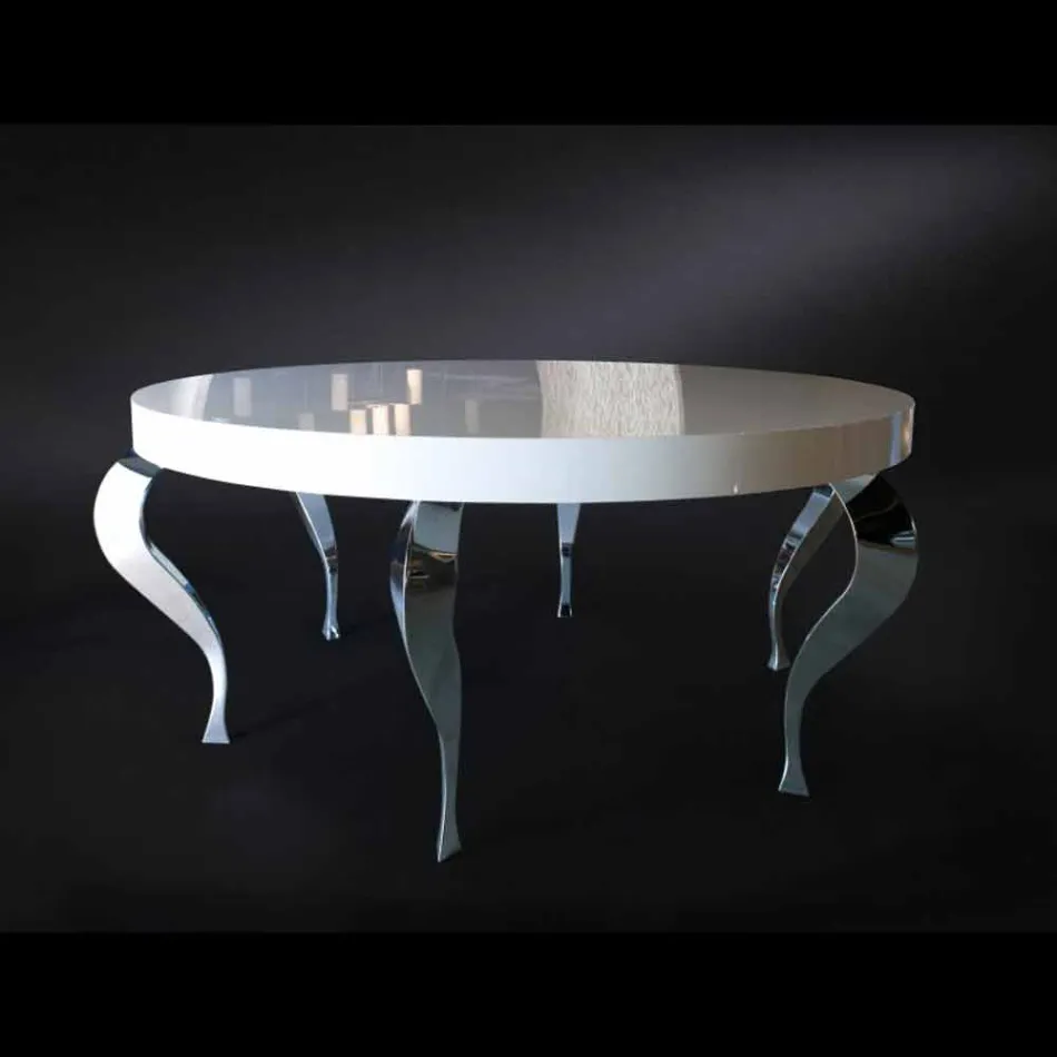 Table ronde MDF de style contemporain et de l'acier Luigi Viadurini