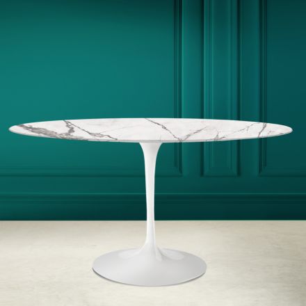 Table Tulipe Eero Saarine H 73 Ovale en Céramique Invisible Select Made in Italy - Écarlate Viadurini