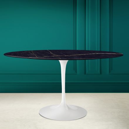 Table Tulipe Eero Saarine H 73 Ovale en Céramique Noir Laurent Made in Italy - Scarlet Viadurini
