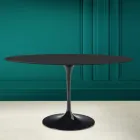 Table Tulipe Eero Saarine H 73 Ovale en Céramique Noir Soft Made in Italy - Ecarlate Viadurini